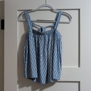 Old Navy Blue and White Floral Tank Top